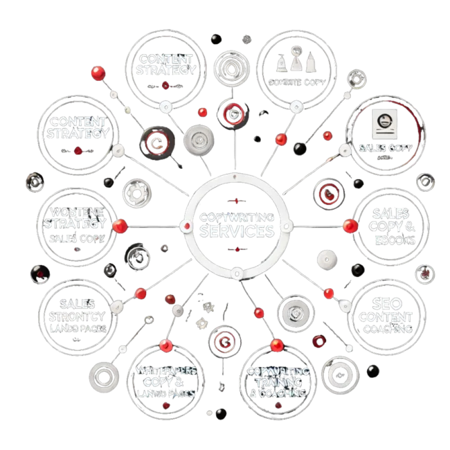_202408081510 _ A minimalist image depicting copywriting services to nurture leads and drive sales using a black background with white and red for all other elements _202408081510 _ A minimalist image depicting copywriting services to nurture leads and drive sales using a black background with white and red for all other elements